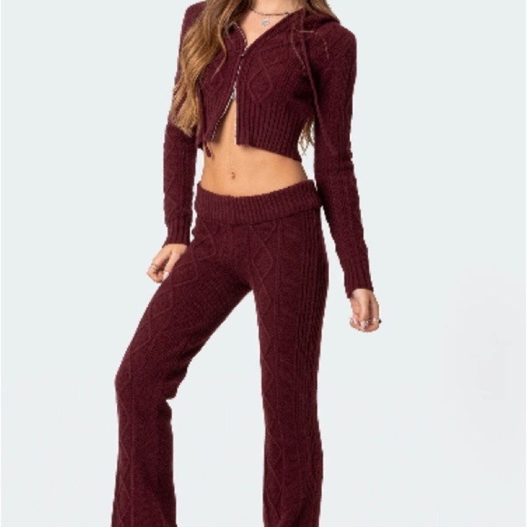 Edikted Women's Burgundy Knit pants - Picture 6 of 6